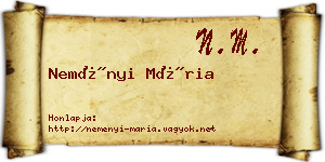Neményi Mária névjegykártya